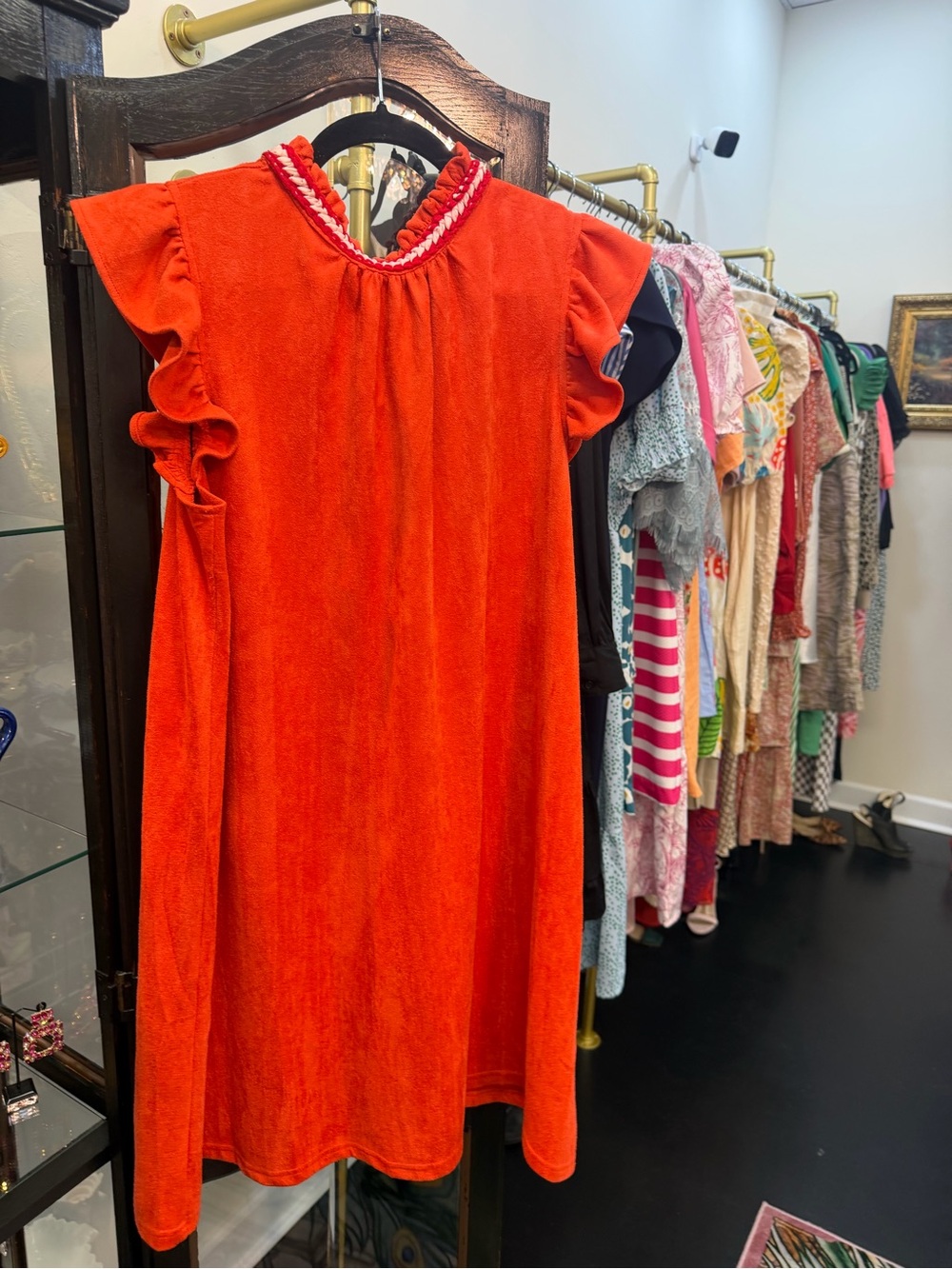 Women's Casual Ruffle Sleeve Orange Dress